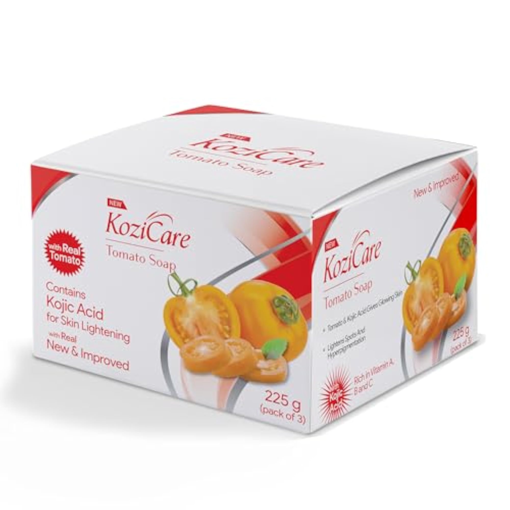 Kojic Acid and Glutathione Tomato Soap Pack of 3, Brightening