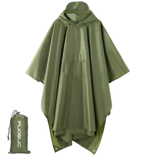 Image of Hooded Waterproof Raincoat, Unisex Outdoor Hiking Camping Mat and Small Tent
