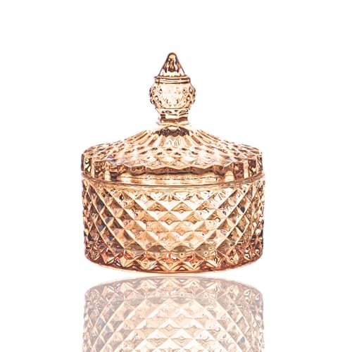 5oz Amber Glass Jars Crystal Cotton Bud Holder Coffee Table Bathroom Aesthetic Room Decor Cotton Pads Bath Salt Glass Tealight Holders Tea Coffee Sugar Canisters Organiser Storage Empty Candle Jars