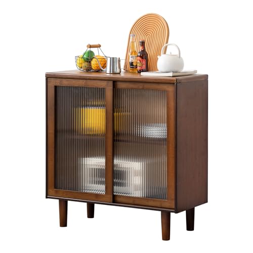 Tiita Bamboo Sideboard Buffet Cabinet, Rattan Kitchen Storage Cabinet, Boho