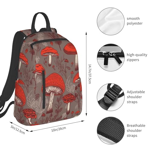 Casual Backpack for Women Men Red Mushrooms Lightweight Daypack Large Capacity Nurse Bag4