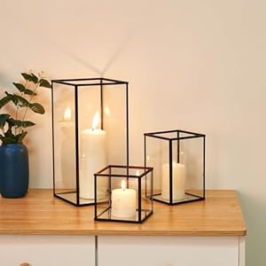 PHOSPHOR Glass Hurricane Candle Holder Set of 3 PCS Black Hurricane Candleholders for Wedding Party Holiday Birthday Home Decor Lanter PHOSPHOR Glass Hurricane Candle Holder Set of 3 PCS Black Hurricane Candleholders for Wedding Party Holiday Birthday Home Decor Lanter