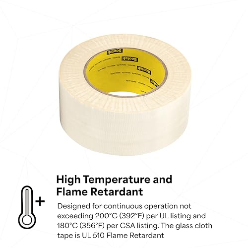 Image of 3M Glass Cloth Electrical Tape 69, 1.5 inch Width x 36yd Length (1 roll), White