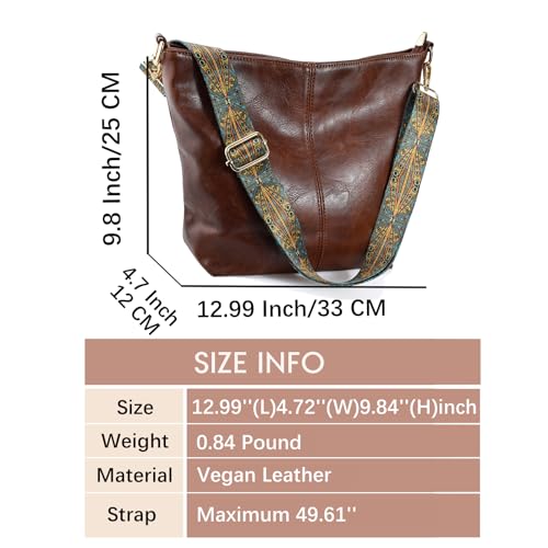Image of Hobo Bags Vegan Leather Crossbody Bag Guitar Strap Shoulder Purses with Zipper Handbags for Women