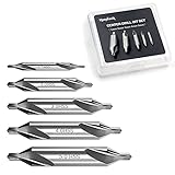 Center Drill Bit Set - Countersink Lathe Mill Tooling Set, HSS, M2 High Speed Steel 60 Degree Angle for Lathe Metalworking, 1/2/3/4/5/mm（5PCS）