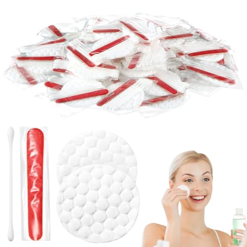 100Pcs Hotel Vanity Set, Individually Wrapped Hotel Amenities Bulk, Disposable Hygiene Kit with Cotton Pads, Cotton Swabs, Nail File for Motels Makeup Toiletry