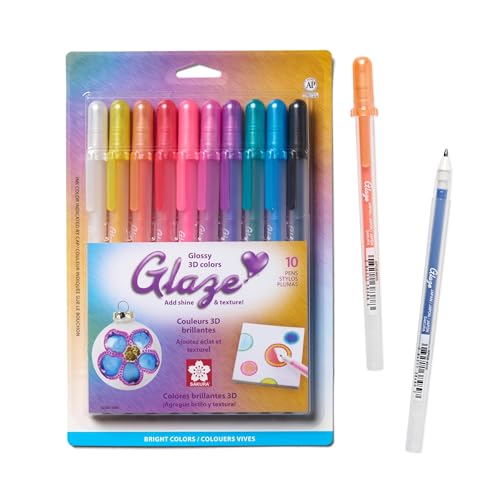 SAKURA Gelly Roll Glaze Pen, Assorted Colors, Pack of 10