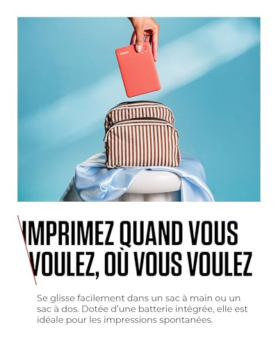 Imprimante portable Canon SELPHY QX20 : pour une impression Wi-Fi directement depuis votre smartphone ou tablette. Sublimation thermique : 2 tailles de tirages autocollants et chargement USB-C – Blanc