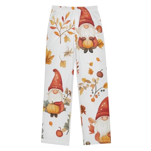 Autumn Gnome Pumpkin Boys Long Pants Soft Trousers Elastic Waist Kids Lounge Bottoms with Pockets S-XL