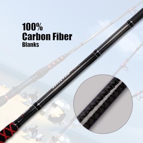 Fiblink Caña de Pescar Surf Spinning de Fibra de Carbono 2 piezas 9 pies miniatura 5