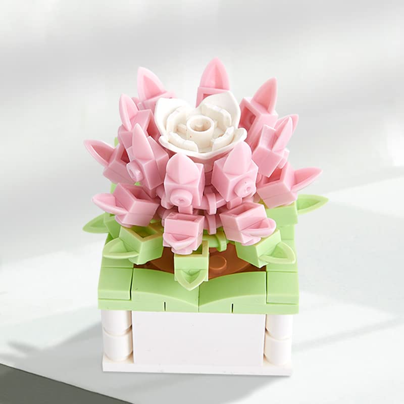 Aigidusansu Baustein-Set, Sukkulentenpflanze Bonsai-Blumen DIY Blöcke Set, kreative Heimdekoration Bauspielzeug für Erwachsene Kinder (Hundert Kräuter-Liebeslied) - Image 6
