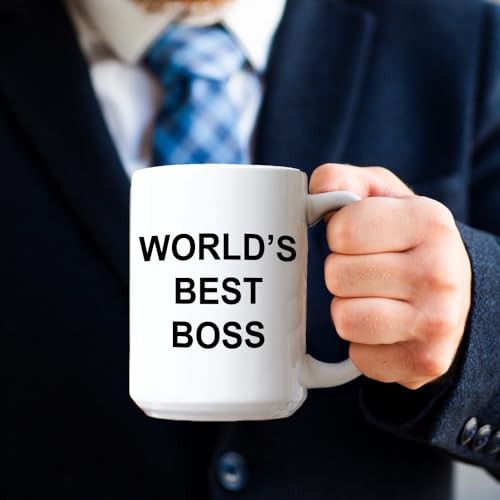 Hogg Worlds Best Boss Mug, Office Mug, Boss Cup, Funny Ceramic Coffee Cup, Coworker Birthday Gift, The Office Novelty Award, Gag Gift for Christmas, Sarcastic CEO Award by Hogg - Used condition - Image 3