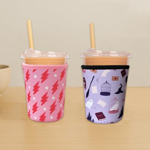 Image of Reusable Insulated Neoprene Iced Coffee Cup Sleeve, Durable Drink Sleeve for Cold Beverages, Beverage Holder for Iced Coffee (Magic Sip)
