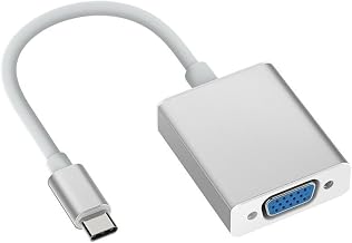 USB C to VGA Adapter, Thunderbolt 3 Type C to SVGA Converter Compatible with MacBook Pro 2019/2018/2017, MacBook Air/iPad Pro 2018, iPad Air 5/4, Samsung Galaxy S10/S9, More (Silver)