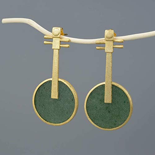 Boucles d'oreilles Pipa vert vintage style chinois classique chic - 2