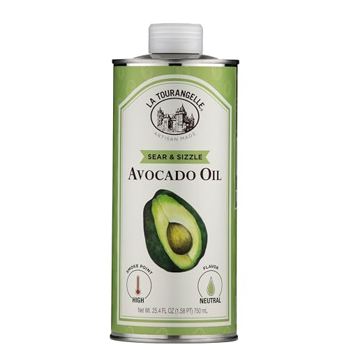 La Tourangelle, Sear & Sizzle Avocado Oil, Handcrafted from Premium Avocados, High Smoke Point Refined Oil Great for High Heat Cooking, Frying, Cast Iron Seasoning, 25.4 fl oz
