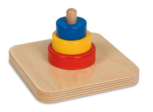 LEADER JOY Montessori Materials Three Discs on a Vertical Dowel for Preschool Baby Toys