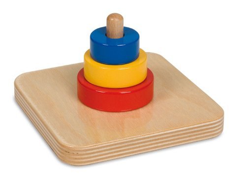 LEADER JOY Montessori Materials Three Discs on a Vertical Dowel for Preschool Baby Toys