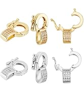 OLYCRAFT 6Pcs 2 Colors Brass Enhancer Shortener Clasps Zirconia Twister Clasps Flat Round Cubic Z...