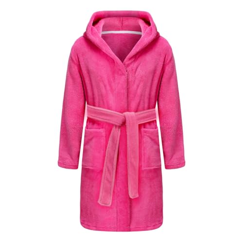 Kids Bathrobe, Toddler Hooded Soft Towel Robe for Girls Boys Terry Cloth Robes Sleepwear Rose 6 Years