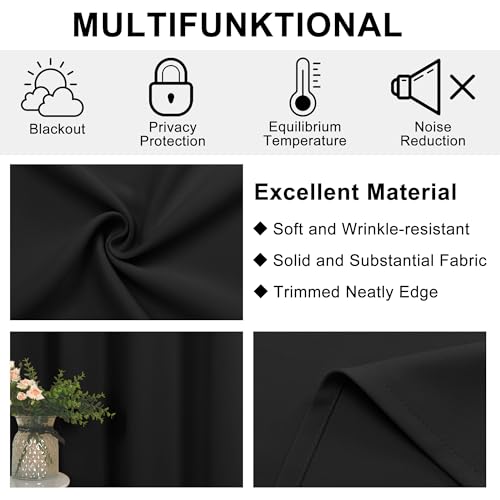 Cortinas opacas de 64x183cm negras para puertas de balcón y ventanas con aislamiento 7