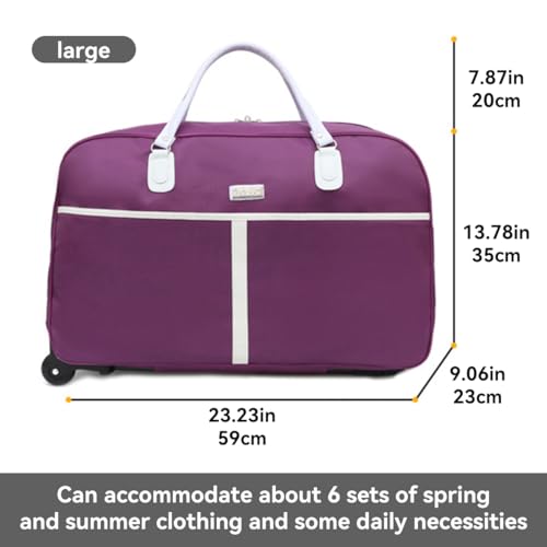 "Travel Duffel Bag with Wheels and Handles, Large Weekender Handbag Toiletry Bag for Overnight Trip, Black"2