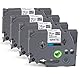 4x Kompatibel Brother TZe-231 Band 12mm (0.47’’) Laminated Weiß - Kompatibel mit PT-H100LB/H107B/D400/E100/E200/D210/P300BT/1010/1090/1230PC/1280/D600VP/1000 | Öl-/wasserfest für Küche/Büro/Werkstatt