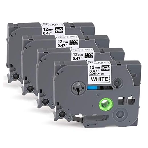 4x Kompatibel Brother TZe-231 Band 12mm (0.47'') Laminated Weiß - Kompatibel mit PT-H100LB/H107B/D400/E100/E200/D210/P300BT/1010/1090/1230PC/1280/D600VP/1000 | Öl-/wasserfest für Küche/Büro/Werkstatt