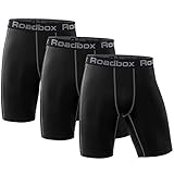 Roadbox Compression Shorts for Men 3 Pack Cool Dry Athletic Workout Underwear Running Gym Spandex Baselayer Boxer Briefs