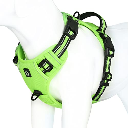 Hundegeschirr, No-Pull Hundegeschirr, Brustgeschirr für kleine, Grosse, mittelgroße Hunde, Weich Atmungsaktiv Einstellbar Reflektierend Hundegeschirr Anti Zug mit Gepolstert Griff Cover