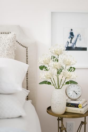 Image of Briful 6PCS Artificial Mums Spring Flowers 4'' White Spider Chrysanthemum Fake Flowers Bouquet for Home Vase Centerpieces Arrangements Bridal Shower Decoration