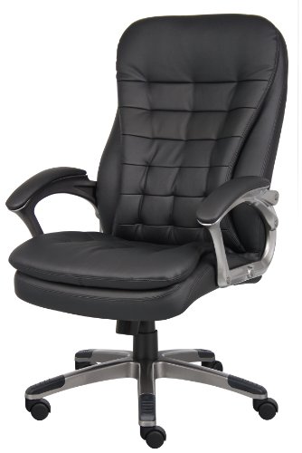 Boss Office Products B9331 High Back Executive Chair With Pewter Finsh In Black #TOP3
