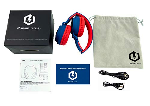 powerlocus casque enfant bluetooth, casque audio sans fil pour enfants, bluetooth 5.0 confortable pliable casque avec micro intégré, volume limité à 85db, réglable, micro sd carte slot, lumières led