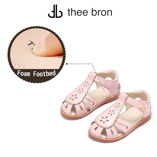 Image of THEE BRON Toddler Girls Closed-Toe Sandals Sweet Retro Cutout Summer Dress Shoes
