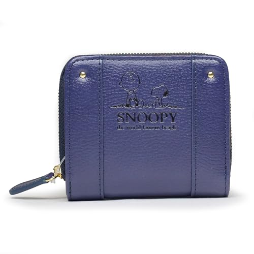 Snoopy Womens Bi-fold Wallet Popular Character Embossed Zip Around navy One Size