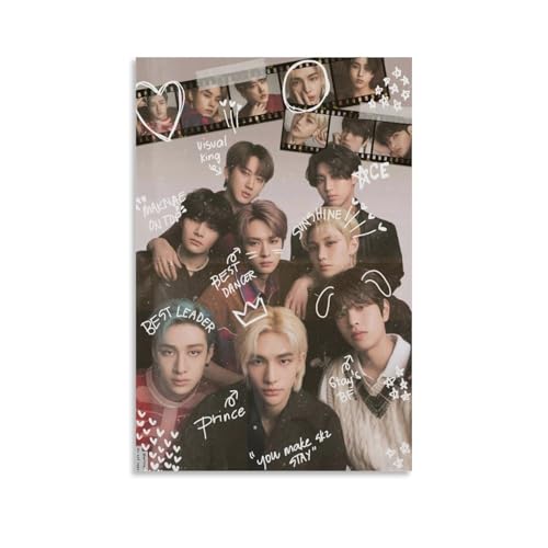 Raatrey Poster mural décoratif sur toile pour chambre à coucher - Motif groupe de garçons coréens - 30 x 45 cm