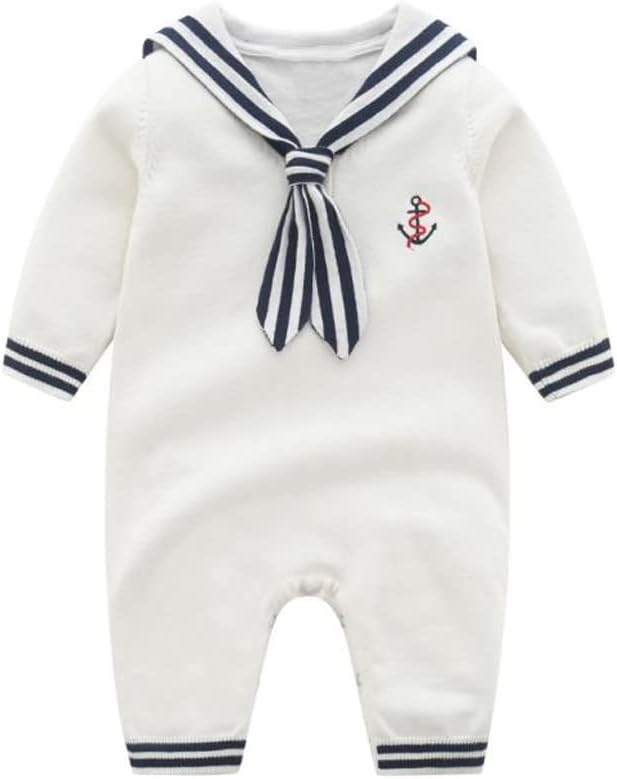 Mud Kingdom Boutique Baby Boy Nautical Sweater Romper Stripe