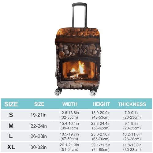 Rock Stone Fireplace Luggage Cover, Washable Elastic Suitcase Cover Protector Fit 18-32 Inch Luggage2