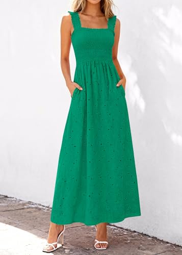 Image of KIRUNDO Summer Lace Dress for Women Eyelet Maxi Sundress