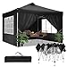 Produktbild COBIZI Pavillon 3x3m Wasserdicht Stabil Winterfest Faltpavillon Partyzelt Gartenpavillon mit Entlüftung, 4 Seitenteilen, 4 Sandsack, Höhenverstellbar, Pop up Faltbar Gartenzelt, Schwarz