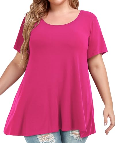 Image of JOELLYUS Plus Size Tops for Women Tunic Floral Casual Short Sleeves T Shirts Flowy Blouses 2026