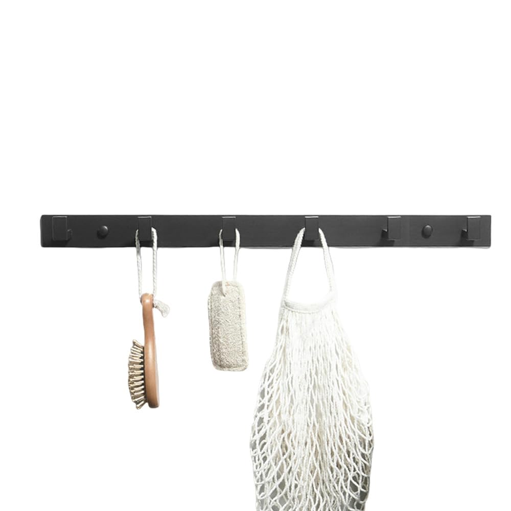 Verdicken Sie schwarze Space-Aluminium-Bademantelhaken, an der Wand befestigter Handtuchhaken, Kleiderhaken, Badezimmer-Hardware, Tür-/Huthaken, 6 Bademantelhaken, 1