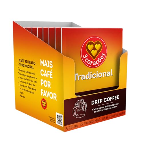 3 Corações Café Drip Coffee Tradicional - contém 10 unidades