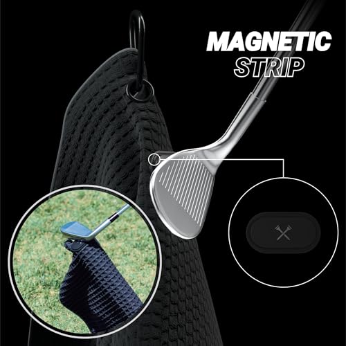 Image of Blue Tees Golf - 4 in 1 Magnetic Bag Towel - Black w /Gray Stripe