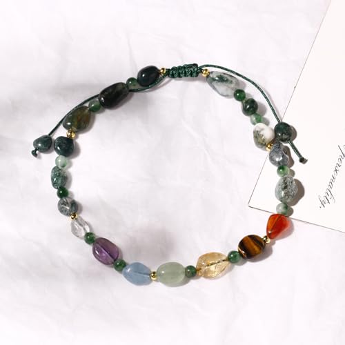 Image of 7 Chakra Crystals and Stones Anklet Irregular Tumbled Gems Beaded Ankle Bracelets for Women Spiritual Energy Meditation Yoga Healing Jewelry Mom's Gifts