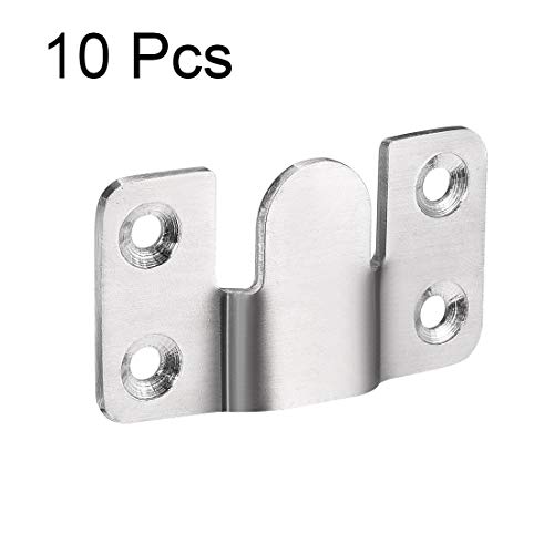 Image of uxcell Flush Mount Bracket, 53x30mm Stainless Steel Wall Mount Clip Hook for Picture Frame Hanger, 10 Pcs