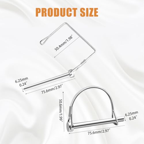 mankk 10PCS 1/4\" Trailer Coupler Pin Trailer Hitch Pin Arch Pto Shaft Locking Pin Wire Lock Pin Zinc-Plated PTO Shaft Safety Locking Pin for Farm Lawn Garden Hitches - Thumbnail 2