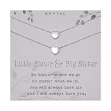 EFYTAL Sister Gifts for Women, Matching Sister Necklaces, 925 Sterling Silver Dainty Heart Pendant Set of 2, Friendship Necklace for Women