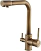 Kitchen Faucet 3 Way 360 ° Rotation Brass Durable Hot and Cold Water Drinking Water Single Hole Kitchen Sink faucets-Antique