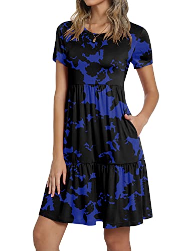 Image of TAOHUADAO 2026 Summer Dresses for Women Short Sleeve Ruffle Casual Sundress with Pockets